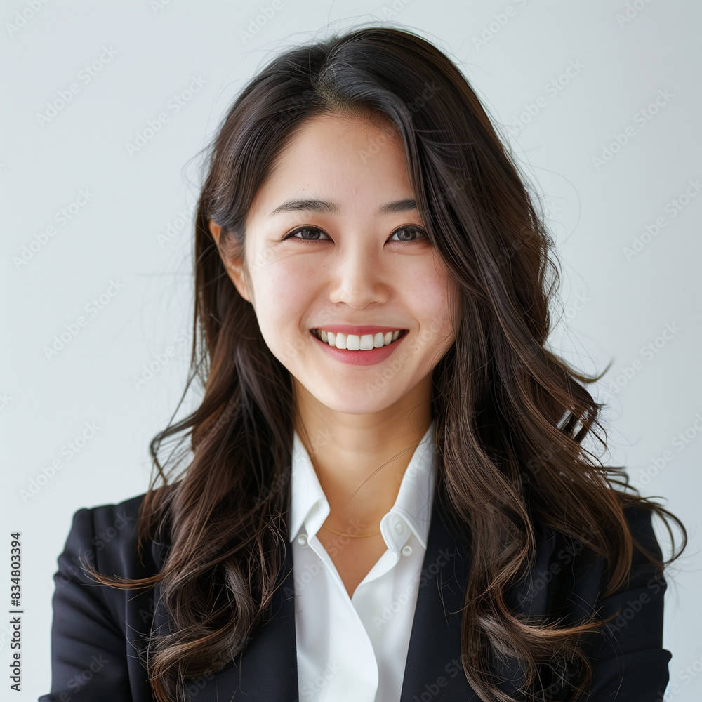 Professional Young Woman Smiling in Business Attire Professional Young Woman Smiling in Business Attire