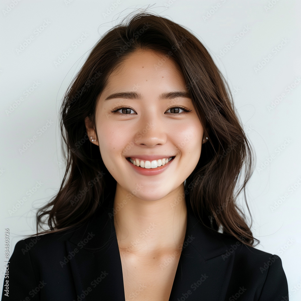 Professional Young Woman Smiling in Business Attire Professional Young Woman Smiling in Business Attire