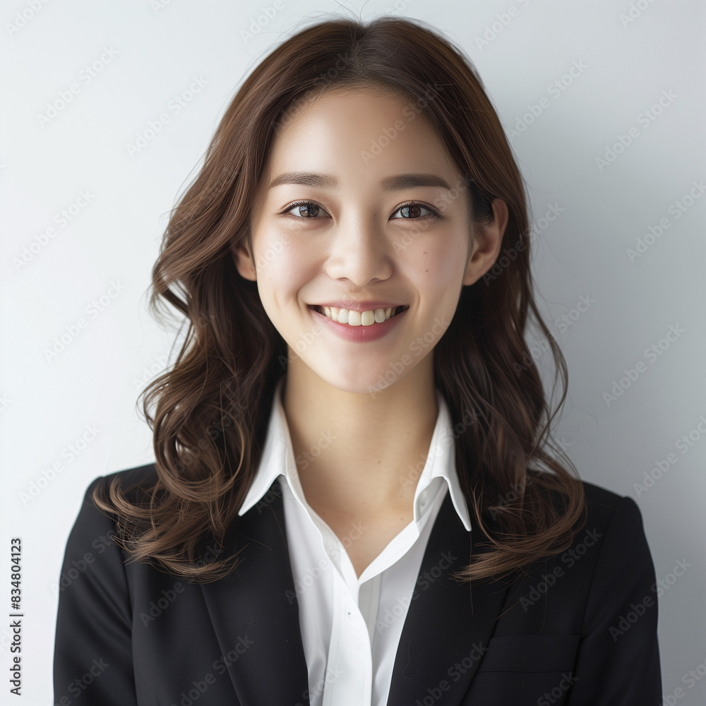 Professional Young Woman Smiling in Business Attire Professional Young Woman Smiling in Business Attire