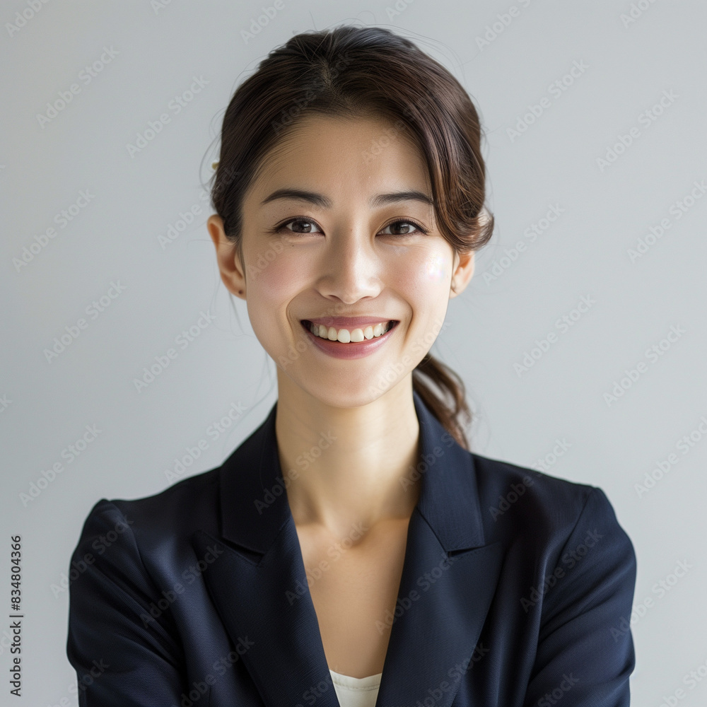 Professional Young Woman Smiling in Business Attire Professional Young Woman Smiling in Business Attire