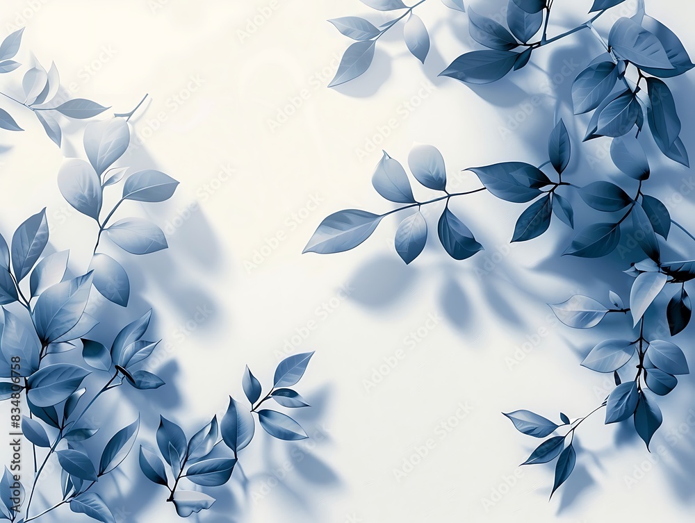 Fototapeta premium Background with shadow of floral Leaves on a wall