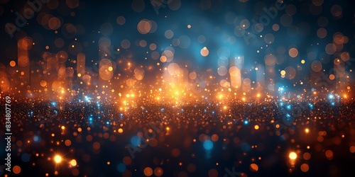 glitter lights background. gold, silver, blue and black