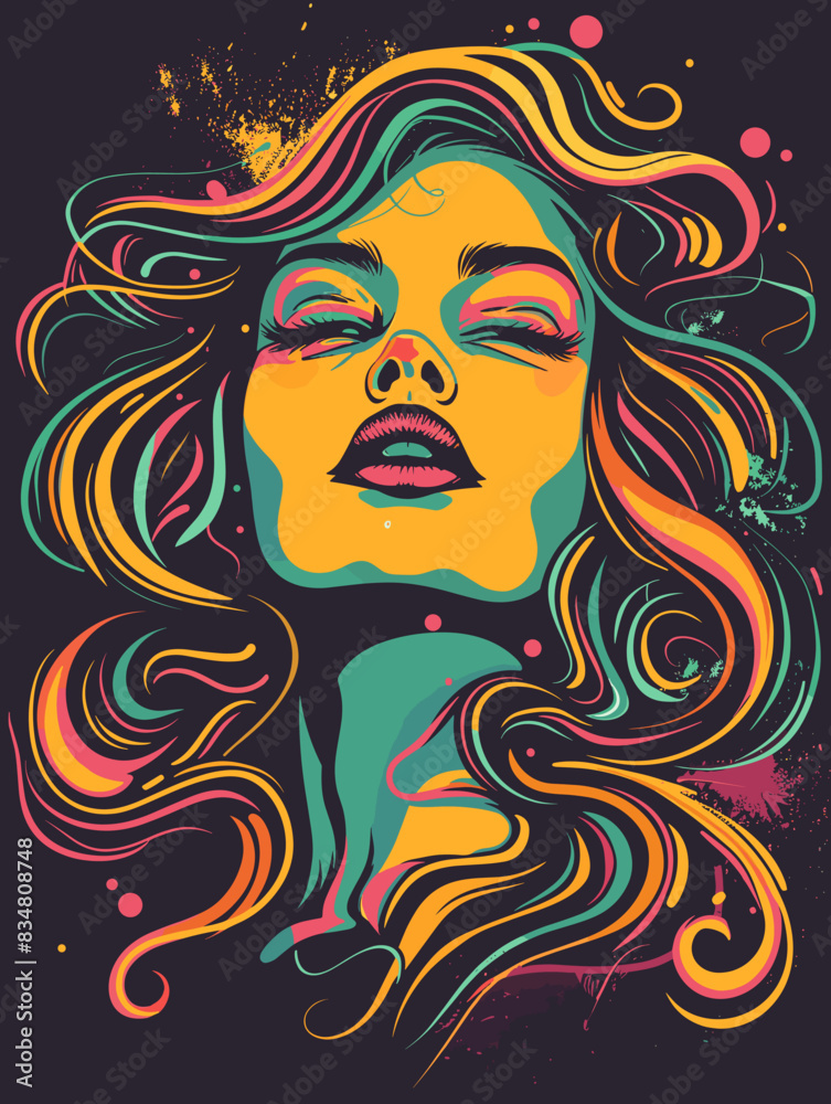 Vector illustration of a beautiful girl with long hair in the style of pop art Vector illustration of a beautiful girl with long hair in the style of pop art
