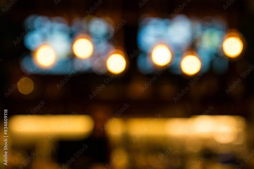 Defocused abstract texture background of bokeh background and beautiful light bulb decorated for your design