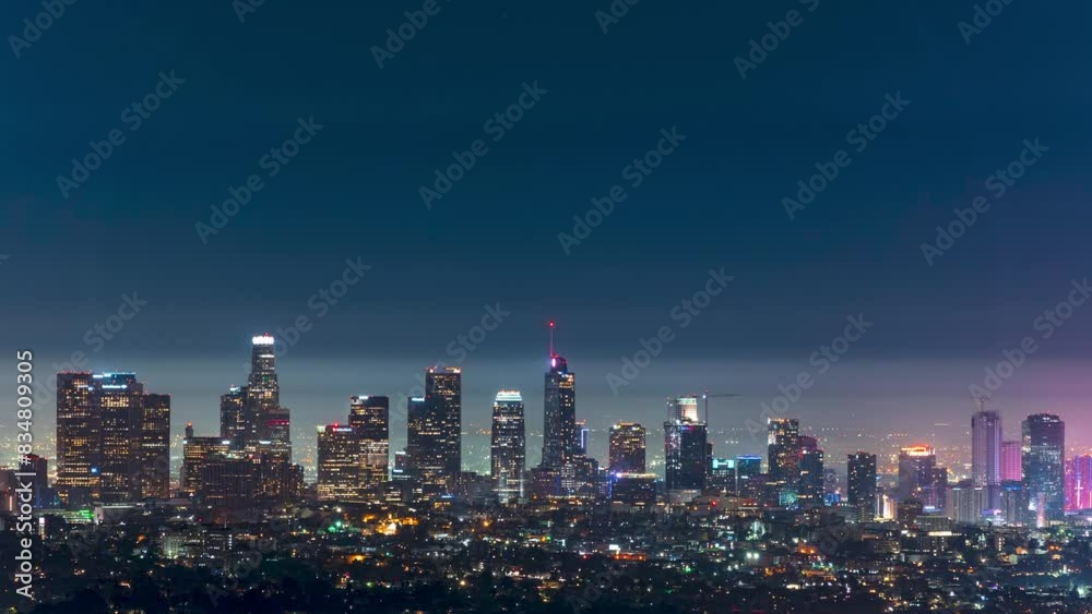 Hyperlapse of Los Angeles at night, showcasing the city lights.