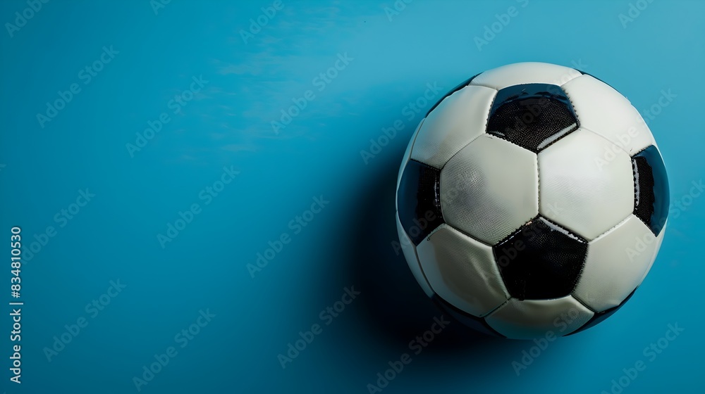 Fototapeta premium Soccer Ball on Blue Background A Vision of Pure Sport