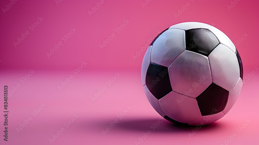Obraz premium Soccer Ball on Vibrant Magenta Background A Vivid Symbol of the Beautiful Game