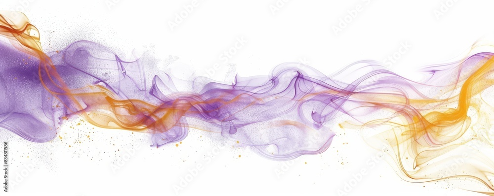 Fototapeta premium Abstract purple and gold smoke ink art on white background