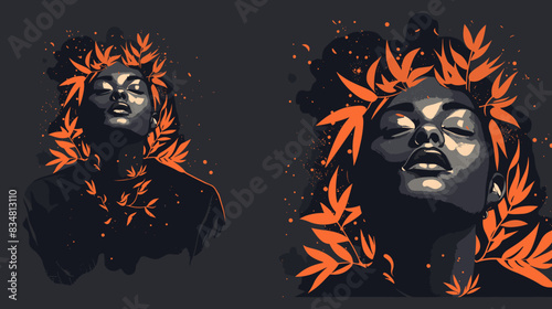 Illustration of a beautiful woman in the style of Halloween. Vector illustration