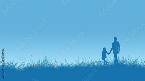 Minimalist Poster for International Friendship Day - Silhouette of Parent and Child in Nature