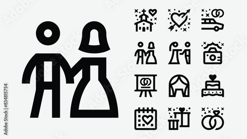 Wedding Day Line Icons