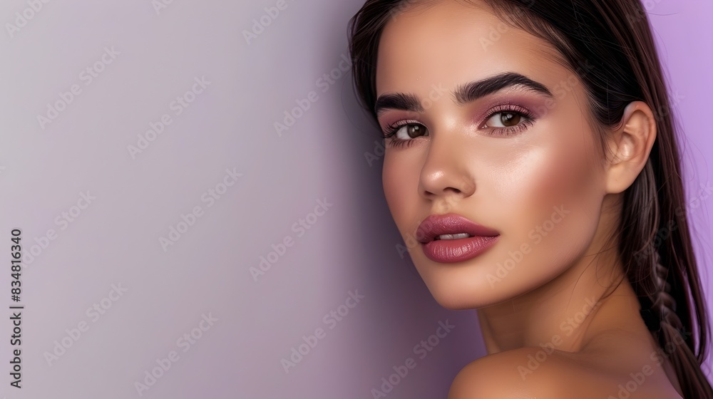 South American Model Showcasing Decorative Cosmetics with Professional Makeup South American Model Showcasing Decorative Cosmetics with Professional Makeup