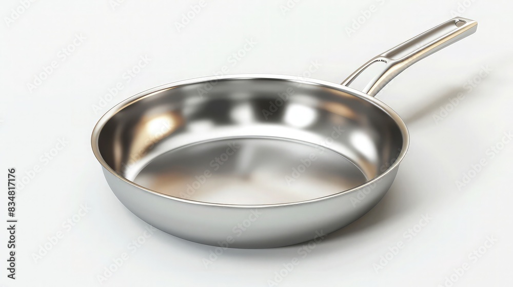Stainless steel pan for cooking isolated on white background. 3d illustration. Stainless steel pan for cooking isolated on white background. 3d illustration.