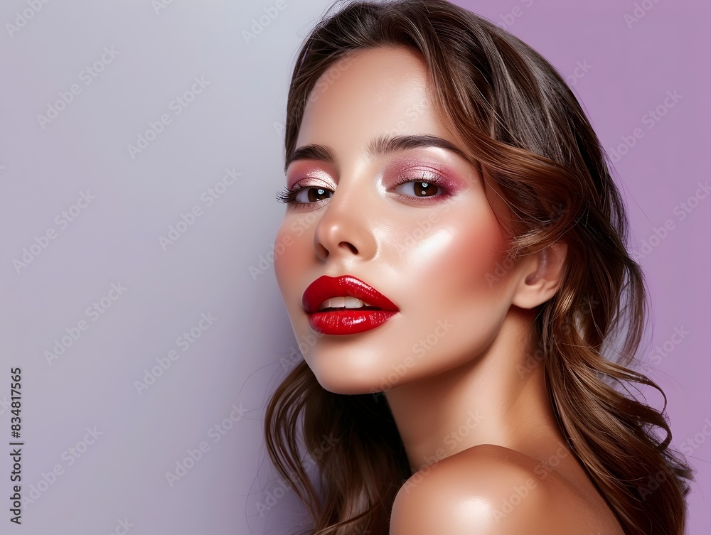 South American Model Showcasing Decorative Cosmetics with Professional Makeup South American Model Showcasing Decorative Cosmetics with Professional Makeup