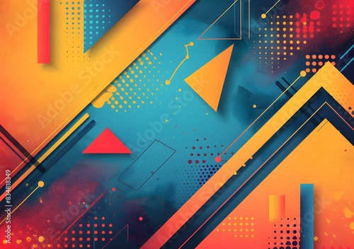 Colorful geometric shapes with a retro memphis style