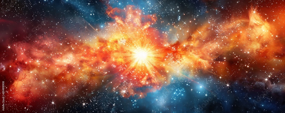 Fototapeta premium Cosmic Explosion In A Starry Sky