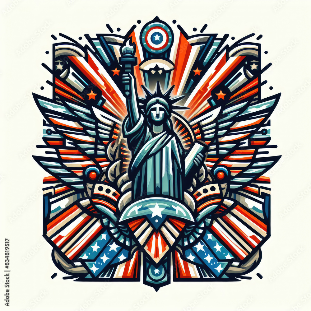 4th of July Independence Day of America logo and background 4th of July Independence Day of America logo and background
