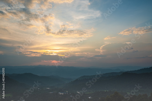 View of the mountains before sunset time