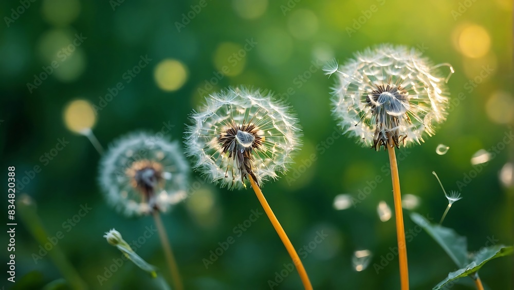 Dandelion seeds blowing in the wind background Dandelion seeds blowing in the wind background