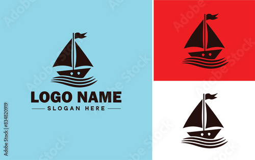 sailboat icon Sailing vessel Yacht Sailcraft flat logo sign symbol editable vector