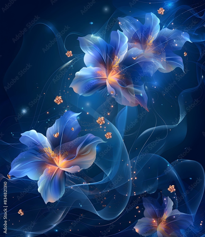 Obraz premium Blue flower art illustration