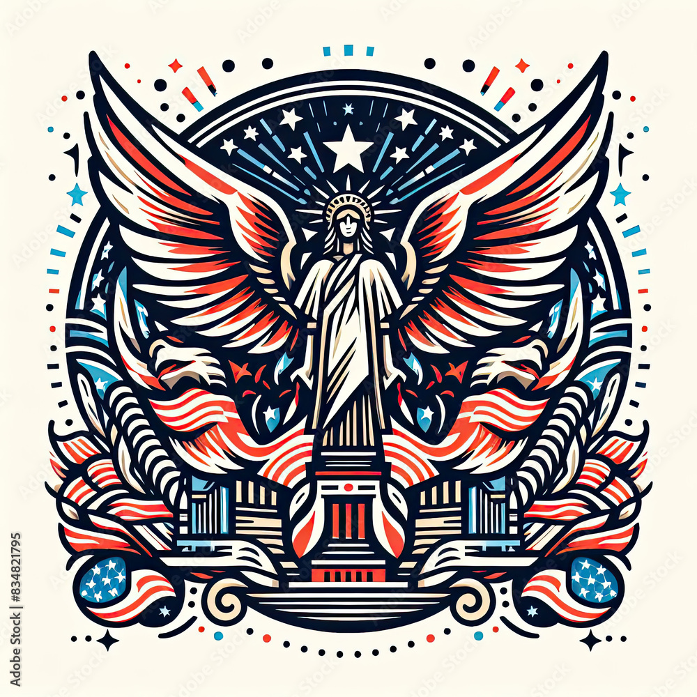 4th of July Independence Day of America logo and background 4th of July Independence Day of America logo and background