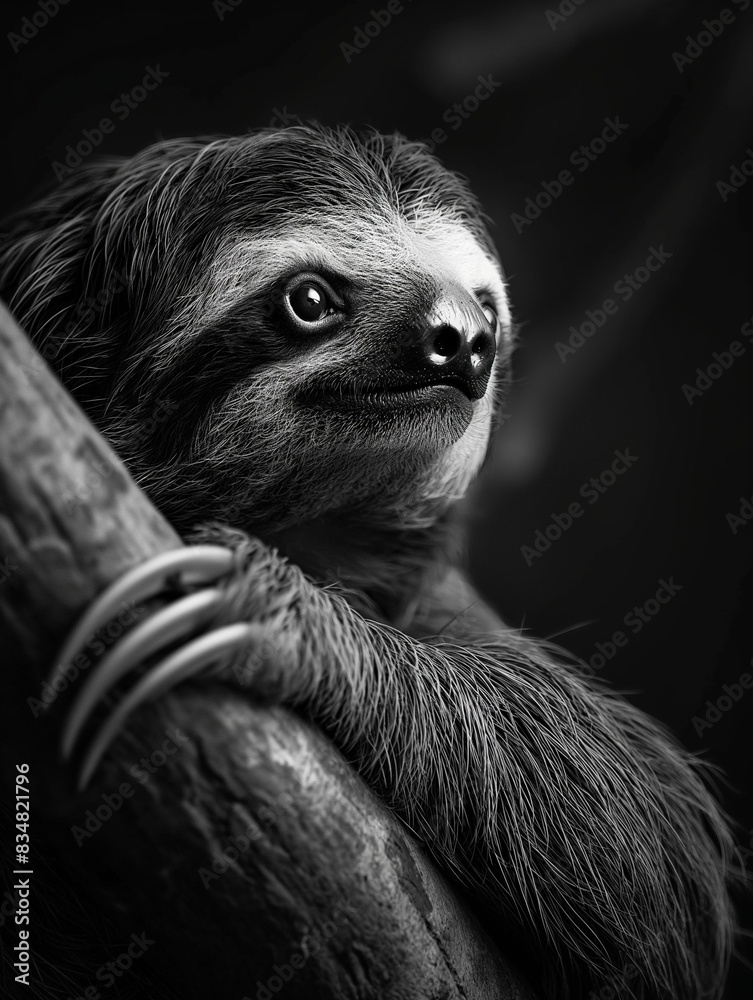 Fototapeta premium a black and white photo of a baby slotty bear