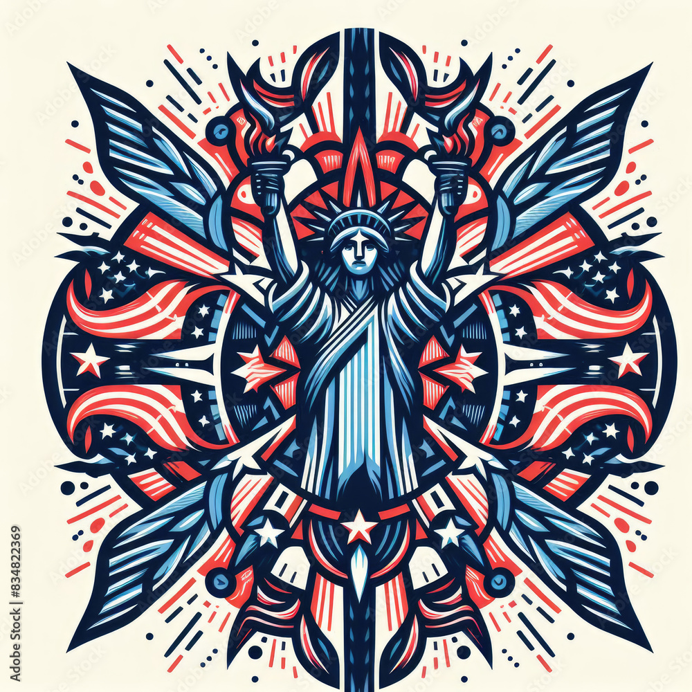 4th of July Independence Day of America logo and background 4th of July Independence Day of America logo and background