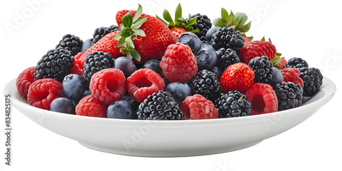 Stock image of a bowl of fresh mixed berries on a white background antioxidant  rich and healthy