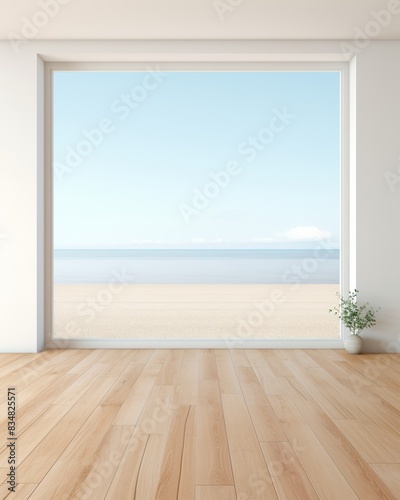 3d rendering of The view of the beach from the living room window
