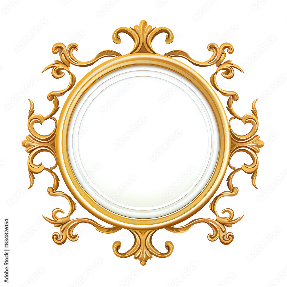 a gold frame with a white circle a gold frame with a white circle