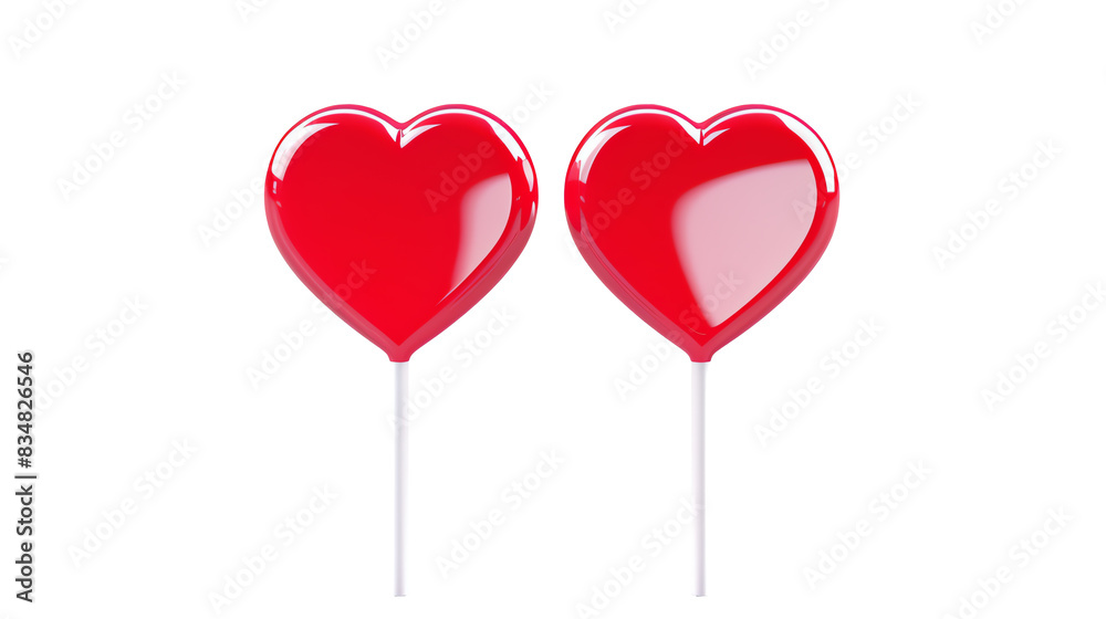 a pair of red heart shaped lollipops a pair of red heart shaped lollipops