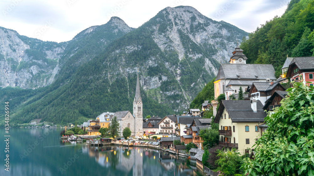 Scenic view of Hallstadt, Austria, capturing its beauty Scenic view of Hallstadt, Austria, capturing its beauty