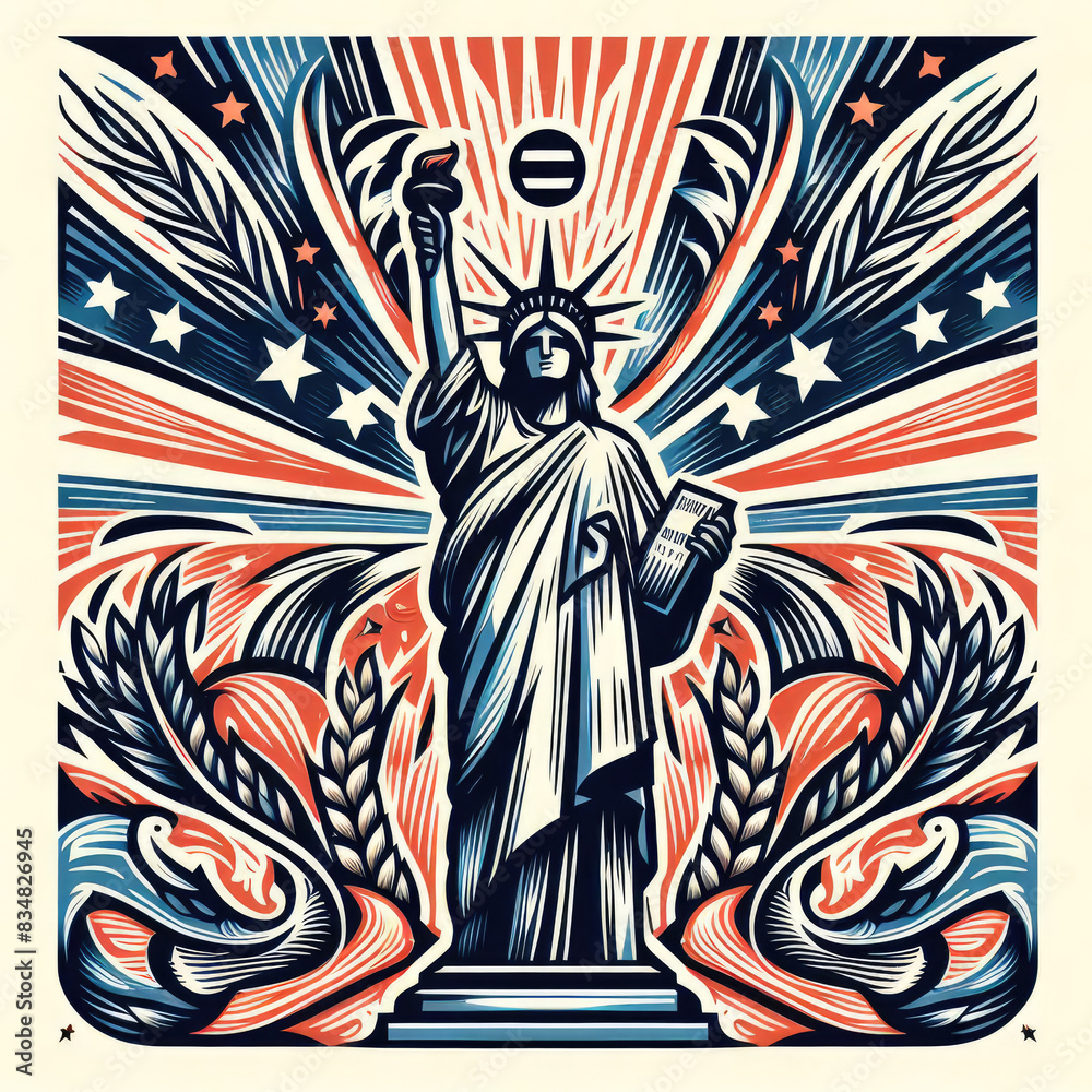 Obraz premium 4th of July Independence Day of America logo and background