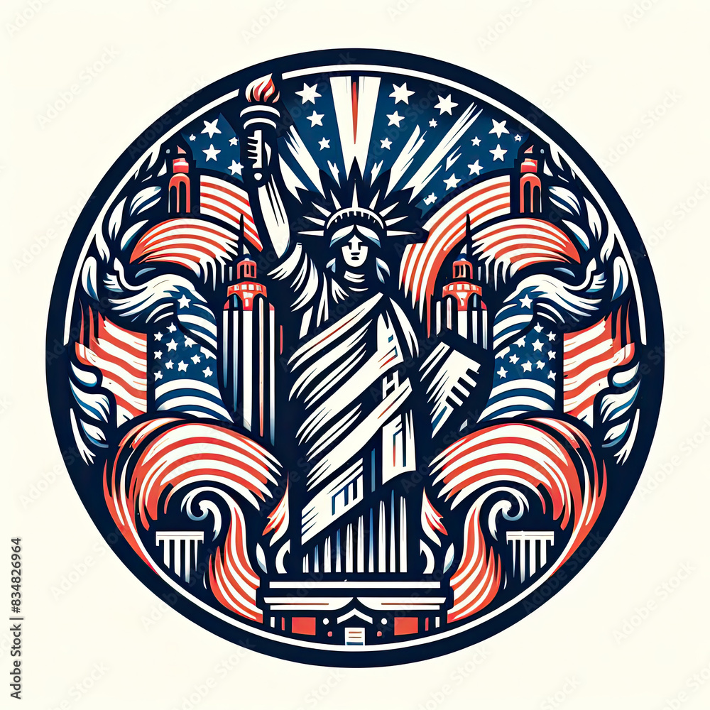 4th of July Independence Day of America logo and background 4th of July Independence Day of America logo and background