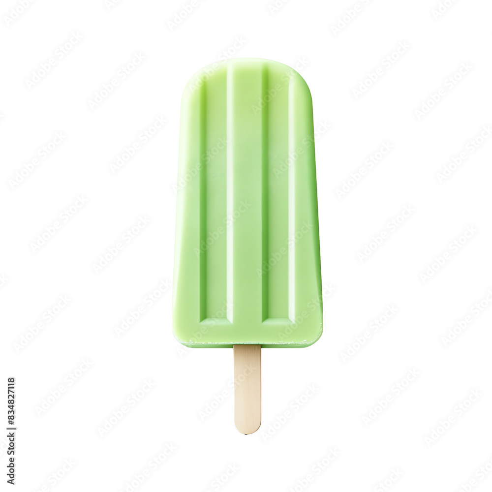 a green popsicle on a white background a green popsicle on a white background