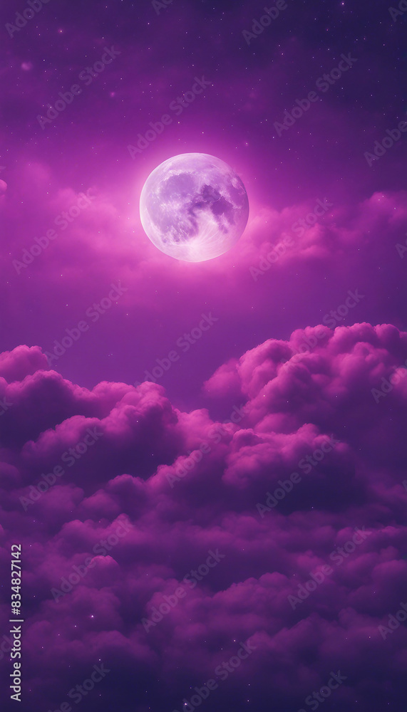 Purple gradient mystical moonlight sky with clouds and stars phone background wallpaper Purple gradient mystical moonlight sky with clouds and stars phone background wallpaper