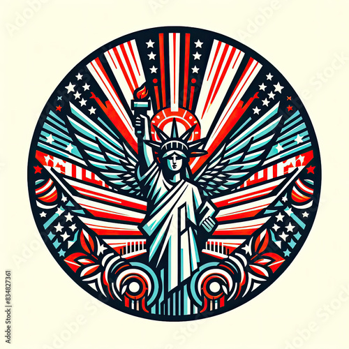 4th of July Independence Day of America logo and background
