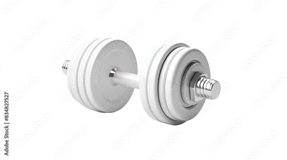 a white dumbbell with a silver bolt a white dumbbell with a silver bolt
