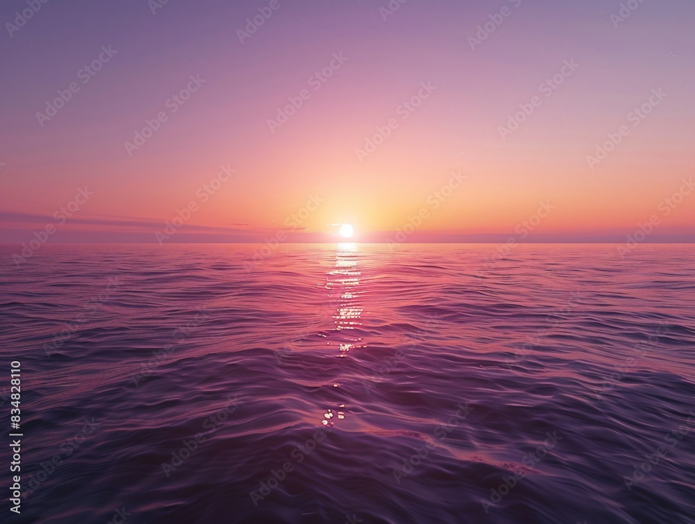 Obraz premium Boat in distant sunset scene