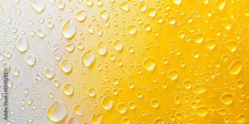 Yellow and White Background with Water Drops on Surface