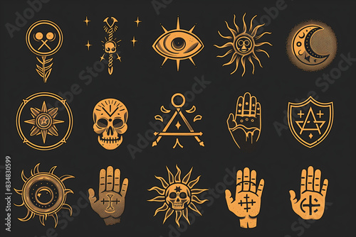 vector icons of magical symbols