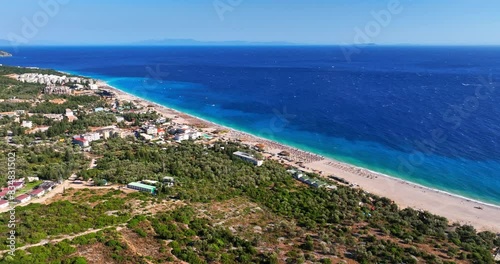 Aerial view of Perivolos beach on the Albanska riviera, sunny Dhermi, Albania photo