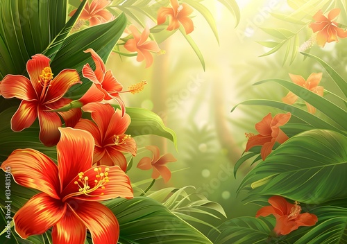 Red flowers in the rainforest