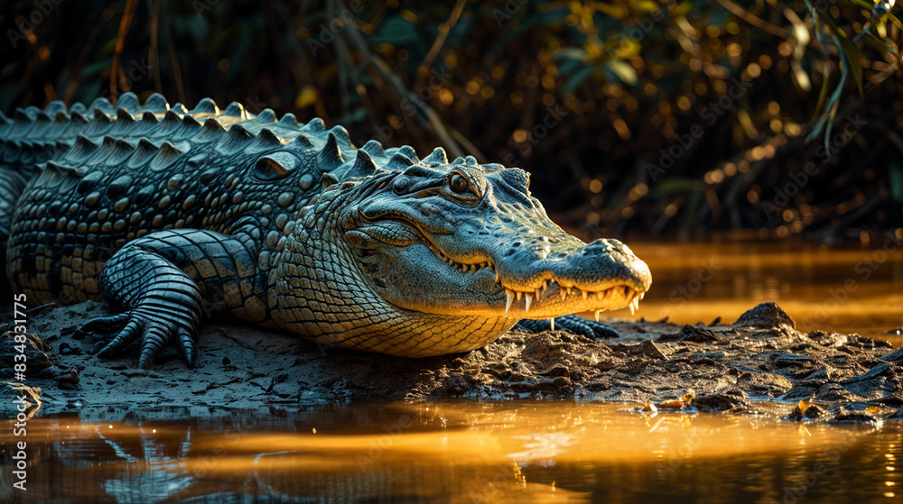 Obraz premium alligator in the swamp