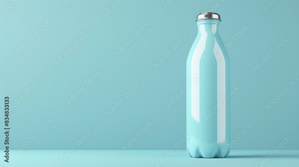 3D Model Minimalist Light Blue Water Bottle with Metal Cap 3D Model Minimalist Light Blue Water Bottle with Metal Cap