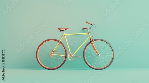 3D Model Colorful Retro Bicycle on Green Background © Khmel
