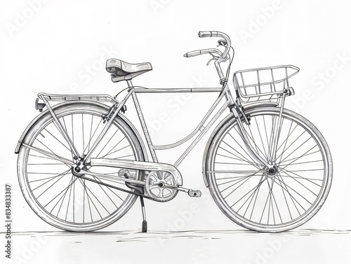 Bicycle with front wheel basket drawing