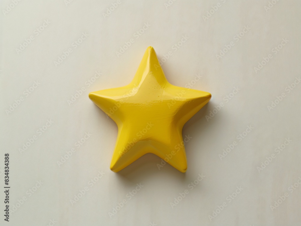 Yellow star on white surface with white background Yellow star on white surface with white background