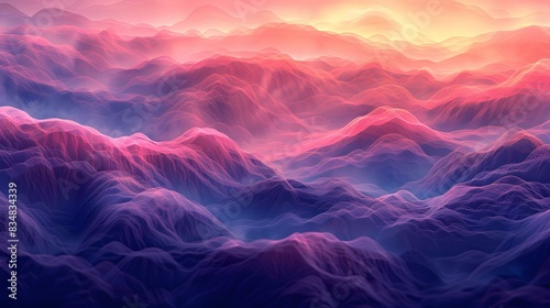 3D mountains in shades of pink and purple photo